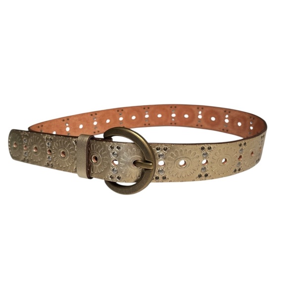 Fossil Sunburst Studded Leather Belt, Western Boho Style, Size S - Picture 1 of 7